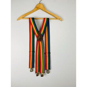 Vintage Hyde Adult Rainbow Suspenders, 70s / 80s Rainbow Stripe Suspenders